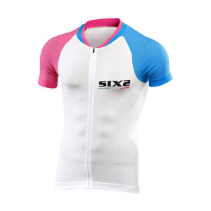 SIX2 Cyklistický dres s krátkym rukávom - BIKE3 ULTRALIGHT - modrá/biela/ružová S